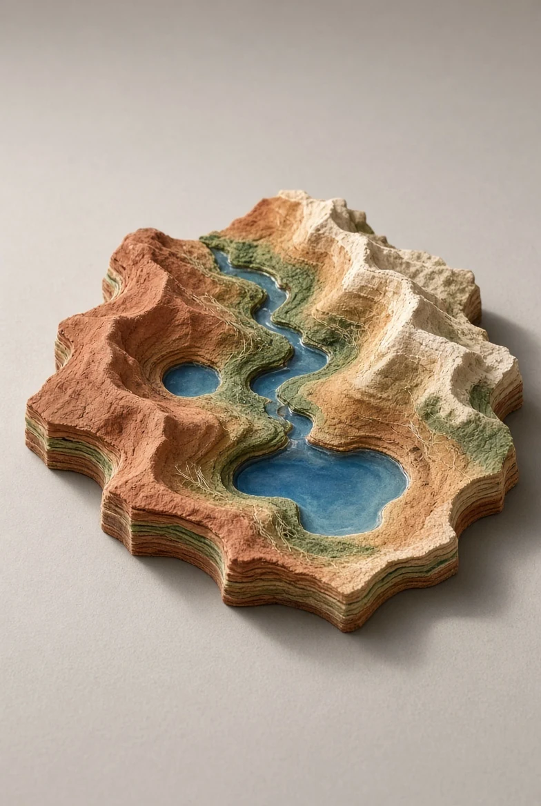 Concentric soaking rings spreading through layered paper soil