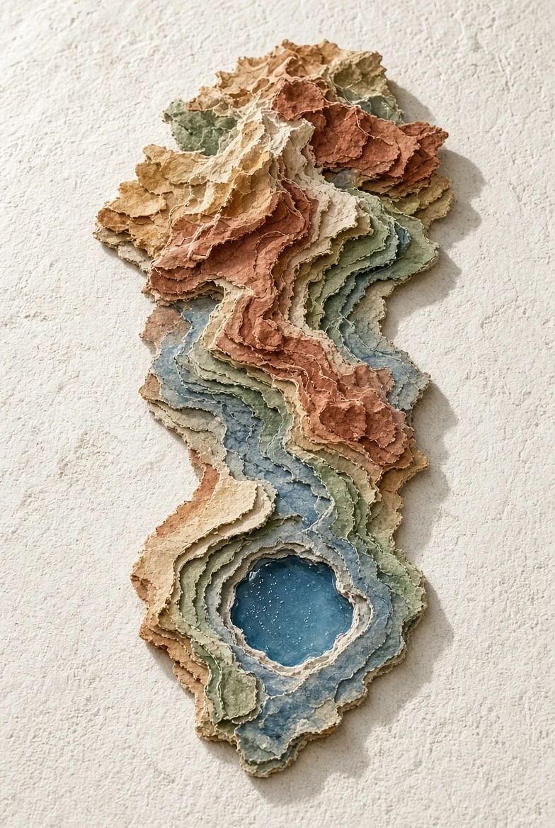 A quiet resin channel returning through limestone contours