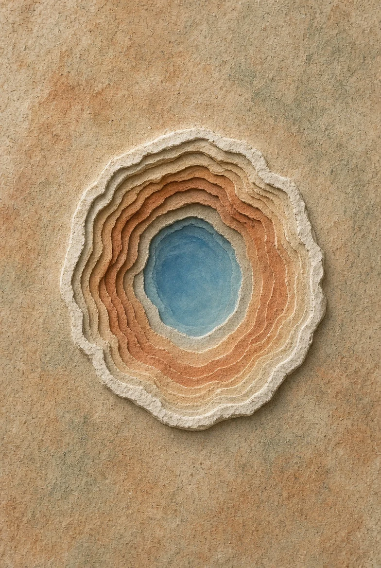 A bounded clay basin set apart from surrounding channels