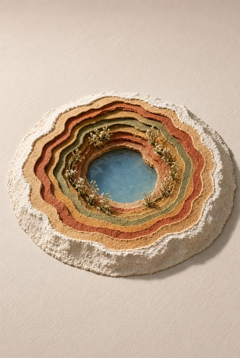 Nested limestone contours protecting a small inner reservoir